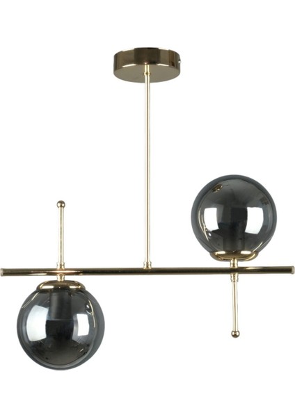 Çello Modern Tasarım - Metal Gold Renk Füme Camlı Yemek Masası Üstü -Salon 2 Li Avize fiyatları