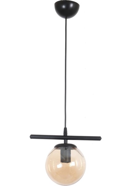 Ekobe Modern Tasarım Cafe - Mutfak - Salon - Hol Siyah Renk Bal Camlı Tekli Avize