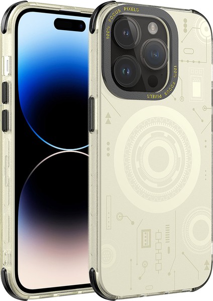 Apple iPhone 14 Pro Max Uyumlu Zore Wireless Şarj Özellikli Desenli Hot Kapak-Gold