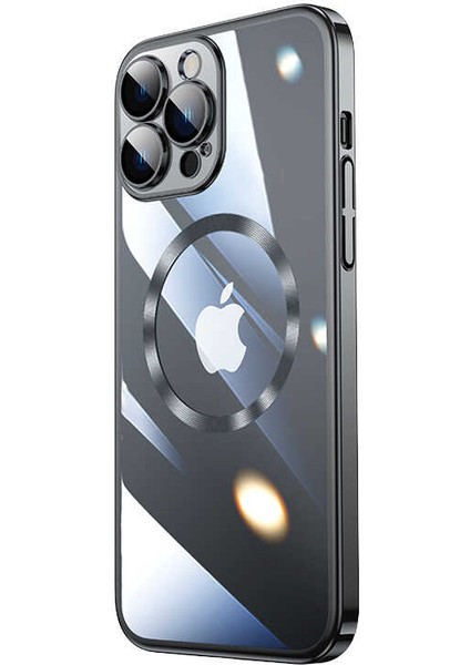 Apple iPhone 13 Pro Uyumlu Wireless Şarj Özellikli Sert Pc Zore Riksos Magsafe Kapak-Siyah
