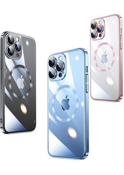 Apple iPhone 13 Pro Uyumlu Wireless Şarj Özellikli Sert Pc Zore Riksos Magsafe Kapak-Siyah