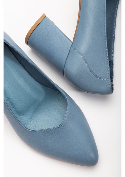 Kadın Hakiki Deri Klasik Kalın Topuklu Ayakkabı 2616 Klasik Mavi 40 fırsatları