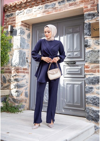 Kadın Pantolonlu V Çaprazlı Tesettür Takım modelleri