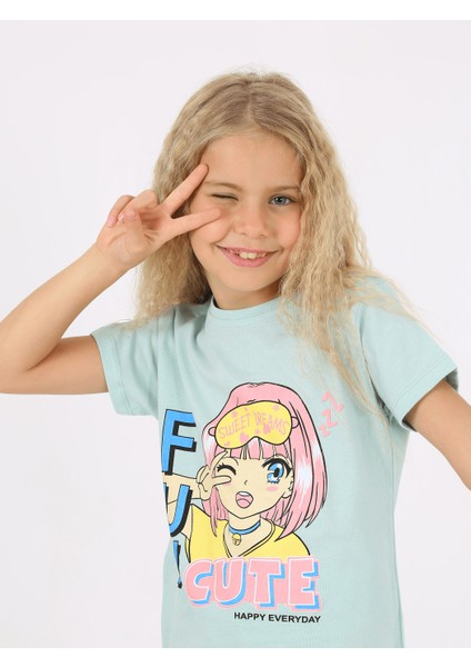 Kız Çocuk Kısa Kollu Pamuklu Fun Cute Pijama Takımı