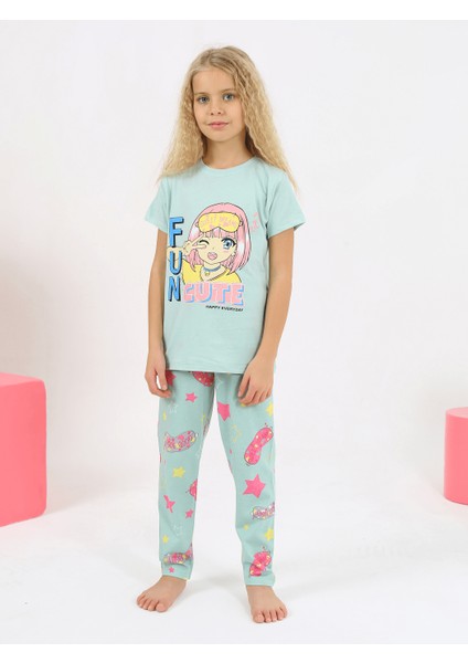 Kız Çocuk Kısa Kollu %100 Pamuklu Fun Cute Pijama Takımı modelleri