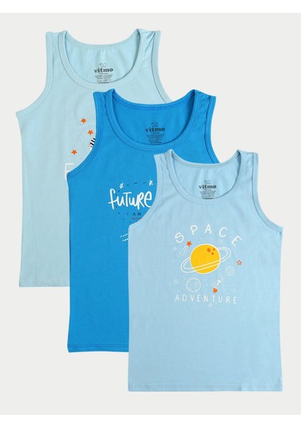 3'lü Erkek Çocuk Pamuklu Astro Karışık Atlet