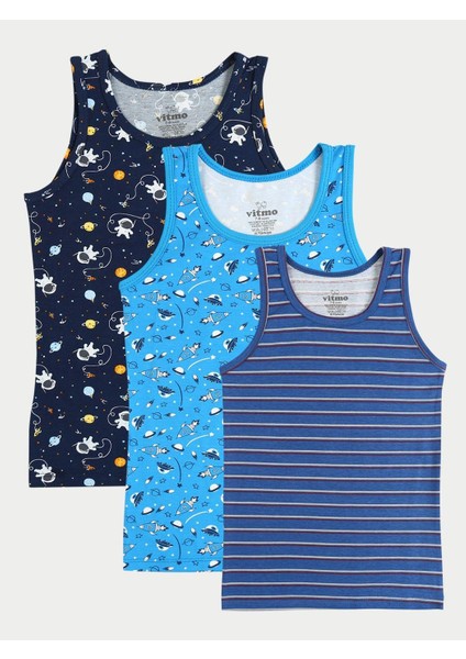 3'lü Erkek Çocuk Pamuklu Space Karışık Atlet