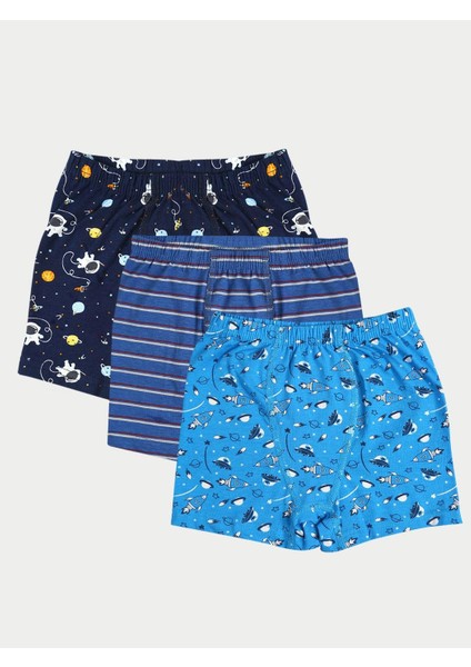 3'lü Erkek Çocuk Pamuklu Space Karışık Boxer