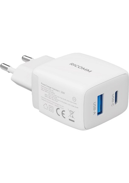 25W Gan Usb-C + Usb-A Şarj Aleti iPhone & iPad & Android Uyumlu Pps Pd Hızlı Şarj Cihazı + 2 Metre Type-C 60W Şarj Kablosu