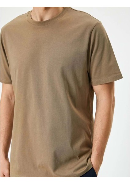 Basic Tişört Bisiklet Yaka Kısa Kollu - Koton - 4SAM10281HK - Haki - S