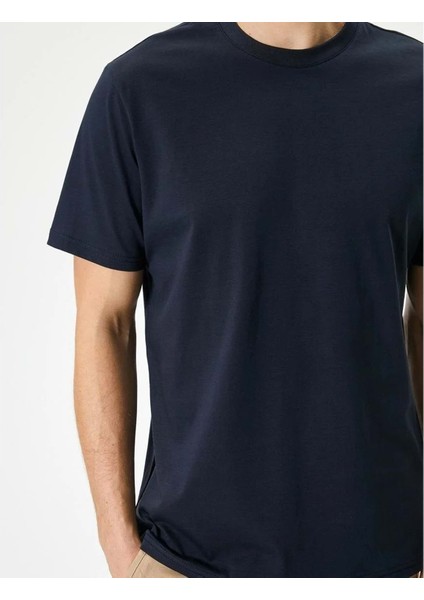 Basic Tişört Bisiklet Yaka Kısa Kollu - Koton - 4SAM10281HK - Lacivert - M indirimleri