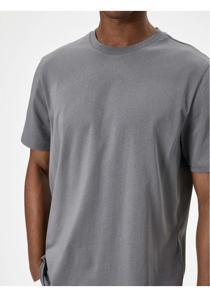 Basic Tişört Bisiklet Yaka Kısa Kollu - Koton - 4SAM10281HK - Gri - M indirimleri