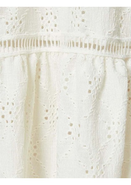 Fistolu Elbise Uzun Kollu Yakası Bağlamalı - Koton - 4SAK80373EK - Ekru - S fırsatları