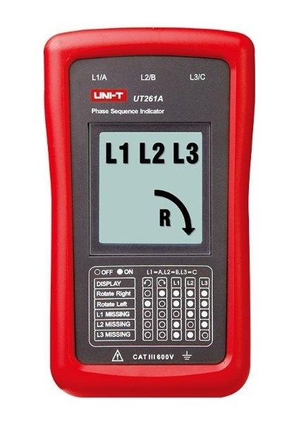 UT-261A Faz Sırası ve Motor Dönüş Göstergesi 3 Fazlı Güç Ac Voltaj 40 ~ 700V Faz Sırası Göstergesi; Unı-T
