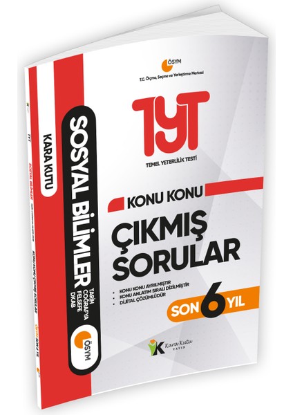 YKS - TYT Sosyal Bilimler Karakutu Konu Konu Çıkmış Soru Bankası ÖSYM Son 6 Yıl Dijital Çözümlü