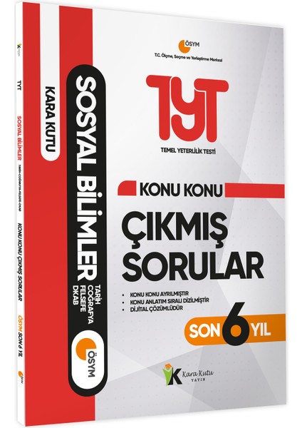 YKS - TYT Sosyal Bilimler Karakutu Konu Konu Çıkmış Soru Bankası ÖSYM Son 6 Yıl Dijital Çözümlü