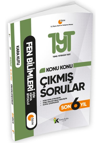 YKS - TYT Fen Bilimleri Karakutu Konu Konu Çıkmış Soru Bankası ÖSYM Son 6 Yıl Dijital Çözümlü