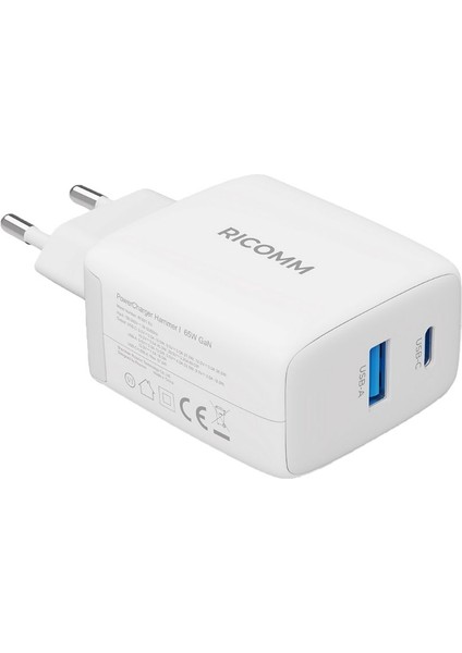 65W Gan Usb-C + Usb-A Şarj Aleti Apple & Samsung iPhone Macbook Uyumlu Hızlı Şarj Cihazı + 2mt 100W Type-C Kablo