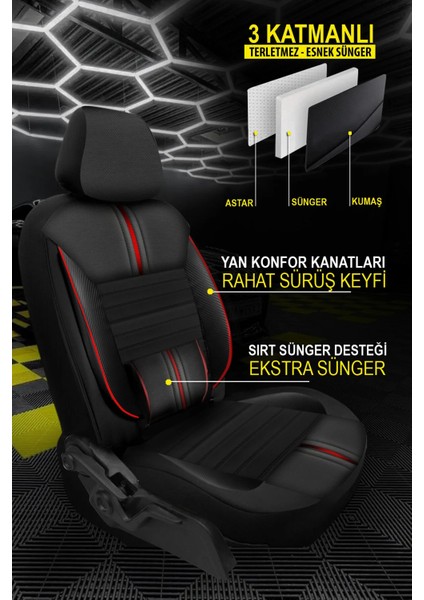 Suzuki Splash Uyumlu Bakü Siyah Deri Oto Koltuk Araba Kılıfı.