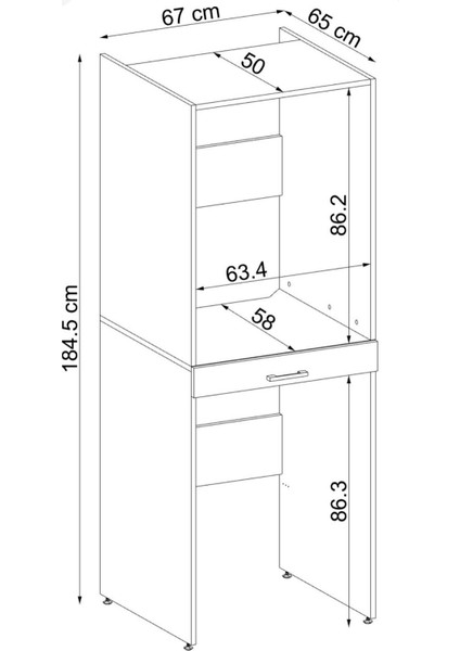 Çamaşır ve Kurutma Makinası Dolabı (Çekmeceli) Atlantik Çam