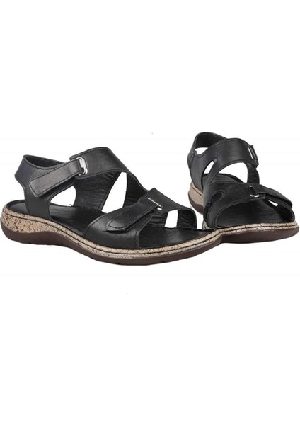 22339 Sıyah Derı Bayan Sandalet modelleri