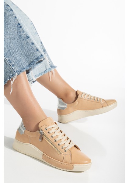 Kadın Deri Fermuarlı Spor Ayakkabı 2665 Spor Scıssors/gumus 36