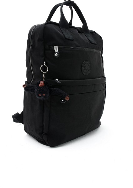 Unisex Suya Dayanıklı Krinkıl Kumaş Çok Gözlü Büyük Boy Laptop Okul ve Sırt Çantası