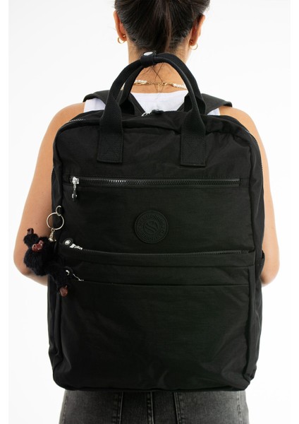 Unisex Suya Dayanıklı Krinkıl Kumaş Çok Gözlü Büyük Boy Laptop Okul ve Sırt Çantası fırsatları