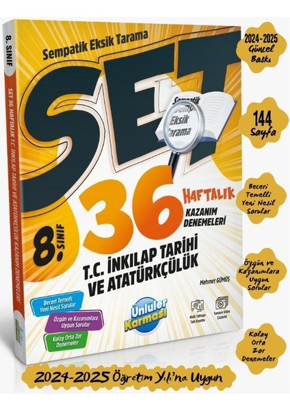 Ünlüler Karması 8. Sınıf LGS Sempatik T.C. İnkılap Tarihi ve Atatürkçülük 36 Haftalık Kazanım Denemeleri