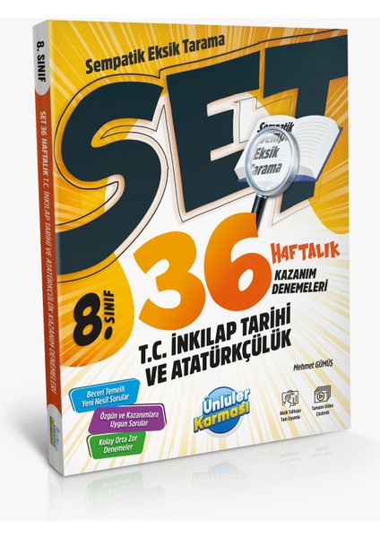 Ünlüler Karması 8. Sınıf LGS Sempatik T.C. İnkılap Tarihi ve Atatürkçülük 36 Haftalık Kazanım Denemeleri