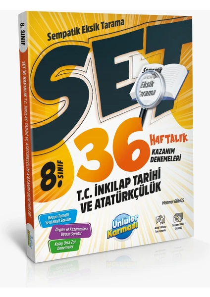 Ünlüler Karması 8. Sınıf LGS Sempatik T.C. İnkılap Tarihi ve Atatürkçülük 36 Haftalık Kazanım Denemeleri