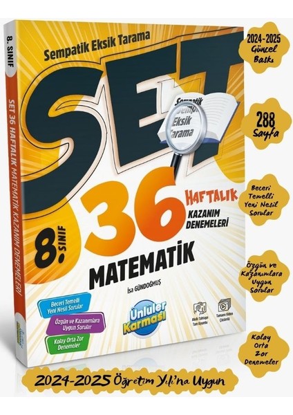 8. Sınıf LGS Sempatik Matematik 36 Haftalık Kazanım Denemeleri