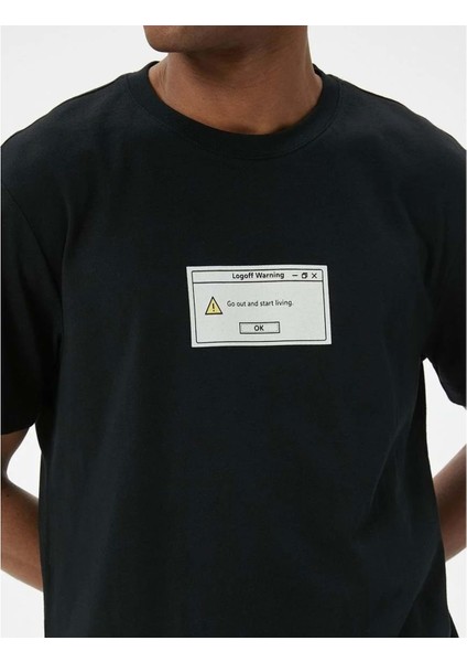 Baskılı Tişört Slim Fit Kısa Kollu Bisiklet Yaka Pamuklu - Koton - 4SAM10900HK - Siyah - Xl indirimleri