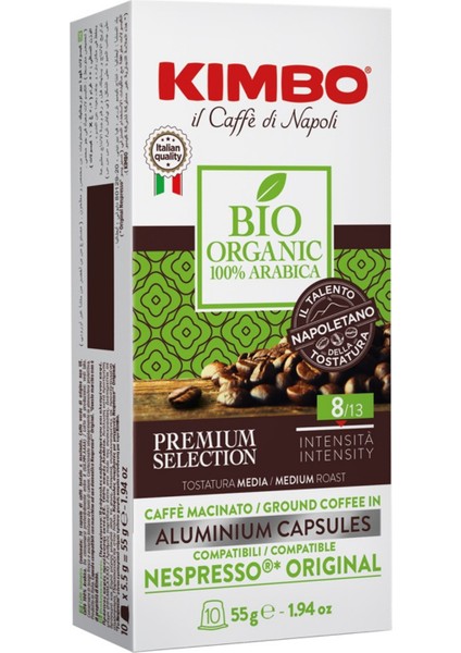 Bio Organic 100% Arabica Nespresso Uyumlu Kapsül Kahve (Alüminyum) (10’lu Kutuda)