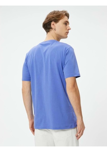 Slogan Baskılı Tişört Bisiklet Yaka Kısa Kollu Pamuklu - Koton - 4SAM10124HK - Mor - Xl fırsatları