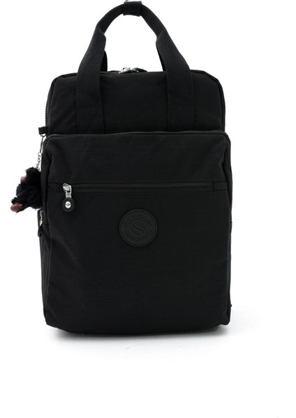 Unisex Suya Dayanıklı Krinkıl Kumaş Çok Gözlü Büyük Boy Laptop Okul ve Sırt Çantası