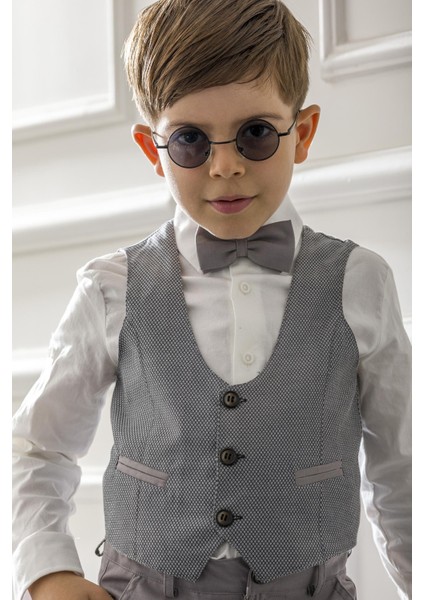 Yelekli Papyonlu Çocuk Genç Mevsimlik Takım Elbise Mezuniyet Balo Bayramlık Düğünlük Damatlık Seti 5'li NX-5004 fiyatları