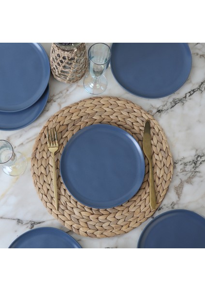 Mat Mavi Sardes Pasta Tabağı 22 cm 6 Adet 399