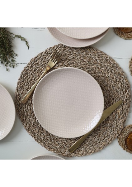 Kumlu Krem Rölyefli Pasta Tabağı 21 cm 6 Adet Q32 modelleri