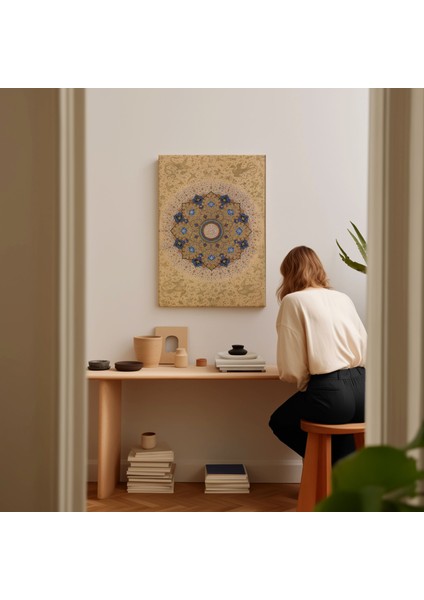 Hindistan Mandala Sanatı Duvar Dekorasyon Kanvas Tablo