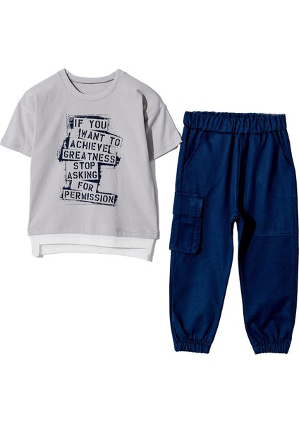 If You Want Kargo Cepli Pantolon ve Tşört erkek takım - Gri fiyatları