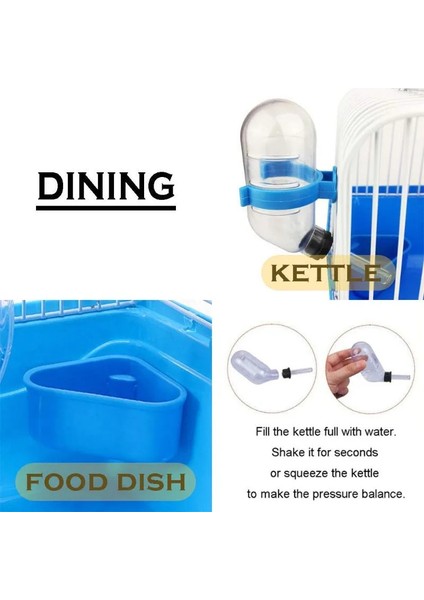 4+1hamster Kafesi Müstakil Oyunevi Plastik Oyuncak Kaydırak Yürüyüş Çark Kalpli Yemlik Suluk fırsatları