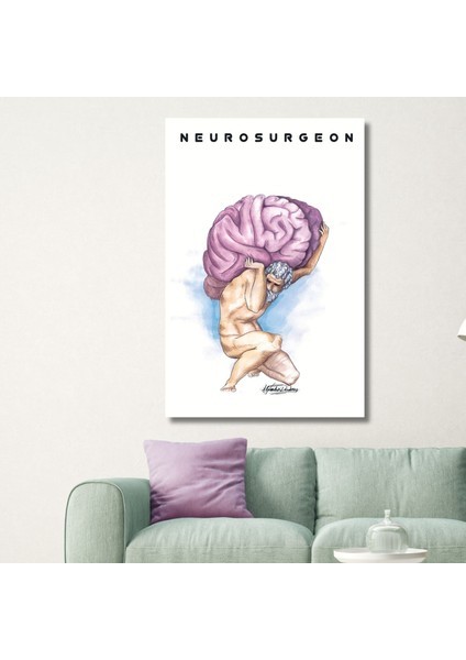 Tekli Dikey Kanvas Poliklinik Tablosu Neurosurgeon Beyin Tasarım