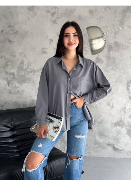 Noa&noa Kadın Oversize Tek Cep Detaylı Modal Kumaş Gömlek