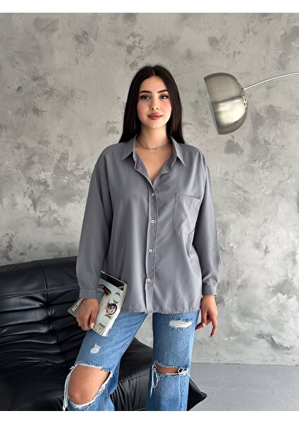 Noa&noa Kadın Oversize Tek Cep Detaylı Modal Kumaş Gömlek