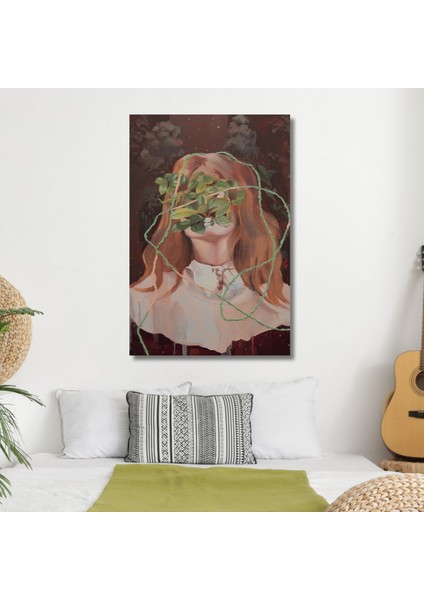 Tekli Dikey Kanvas Psikoloji Poliklinik Tablosu Kızıl Kadın