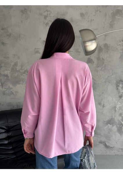 Kadın Oversize Tek Cep Detaylı Modal Kumaş Gömlek