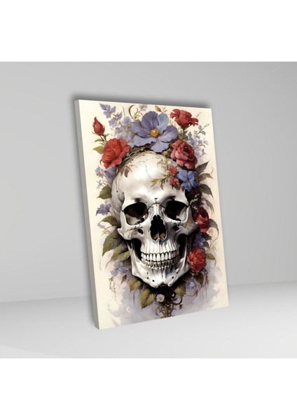 Tekli Dikey Kanvas Ortopedi Poliklinik Tablosu Çiçekli Kafatası fiyatları