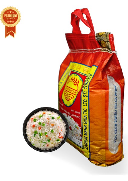 Zarrin Mehr Premium Series Daha Uzun ve Daha Iri Taneli Basmati Pirinci Sella Rice