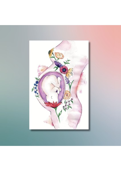 Tekli Dikey Kanvas Jinekoloji Poliklinik Tablosu Gebe Kadın modelleri